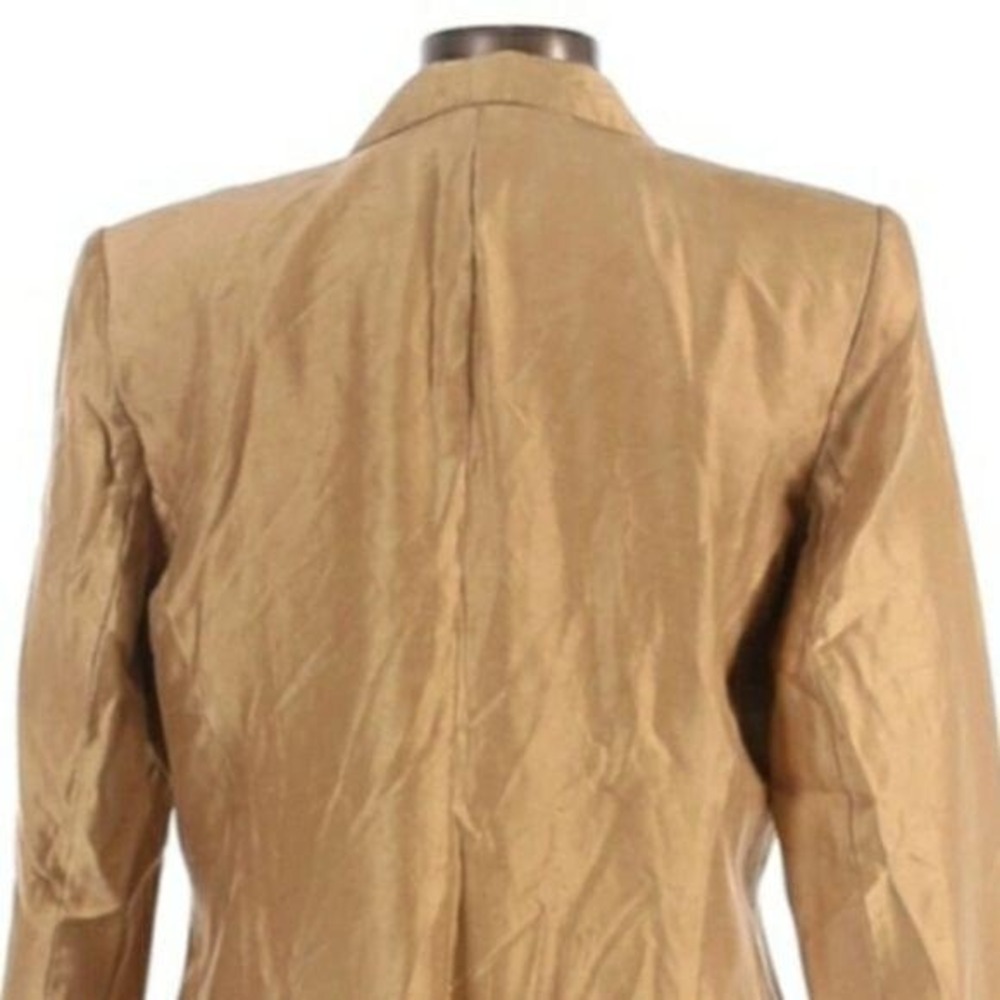 Vtg 90s Old Money Silk Boxy Boyfriend Metallic Blazer Sz 12 Corporate Chic - Picture 7 of 11
